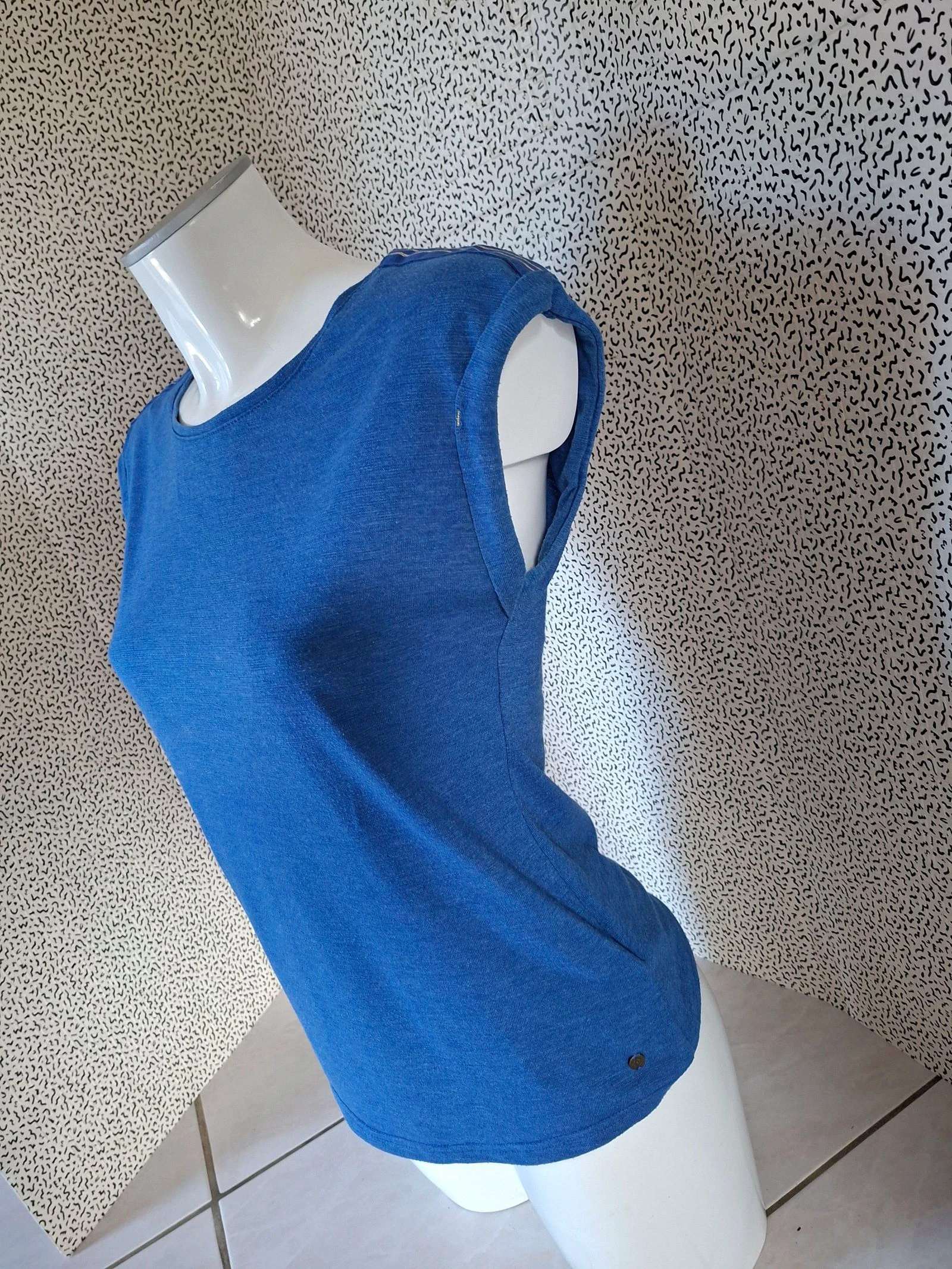 T-shirt Bonobo feminino XS azul mangas curtas gola redonda algodão básico – photo 2